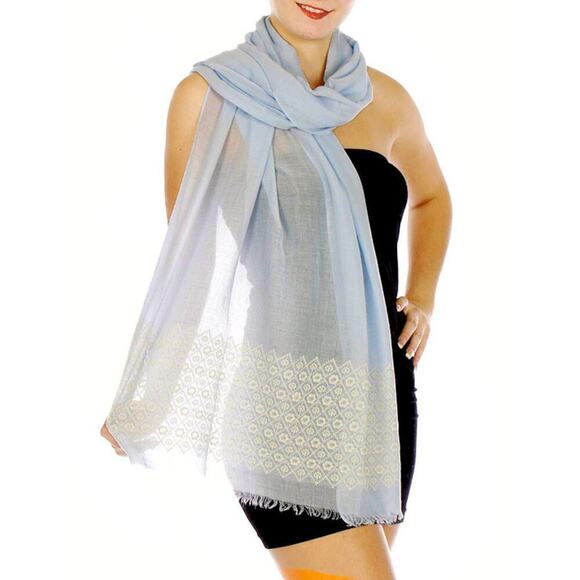 NWT Fashion Lightweight Semi Sheer Floral Embroidered Scarf Shawl Cover-Up - Picture 2 of 8